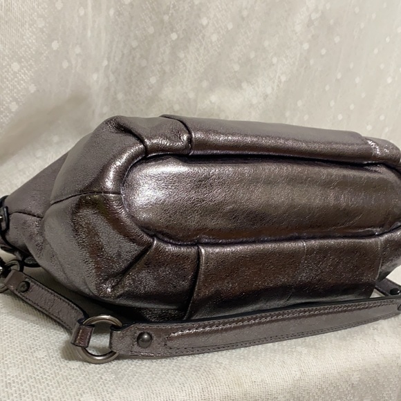 *SOLD*Coach Sophia Madison Metallic Gunmetal Leather Satchel - Picture 10 of 16
